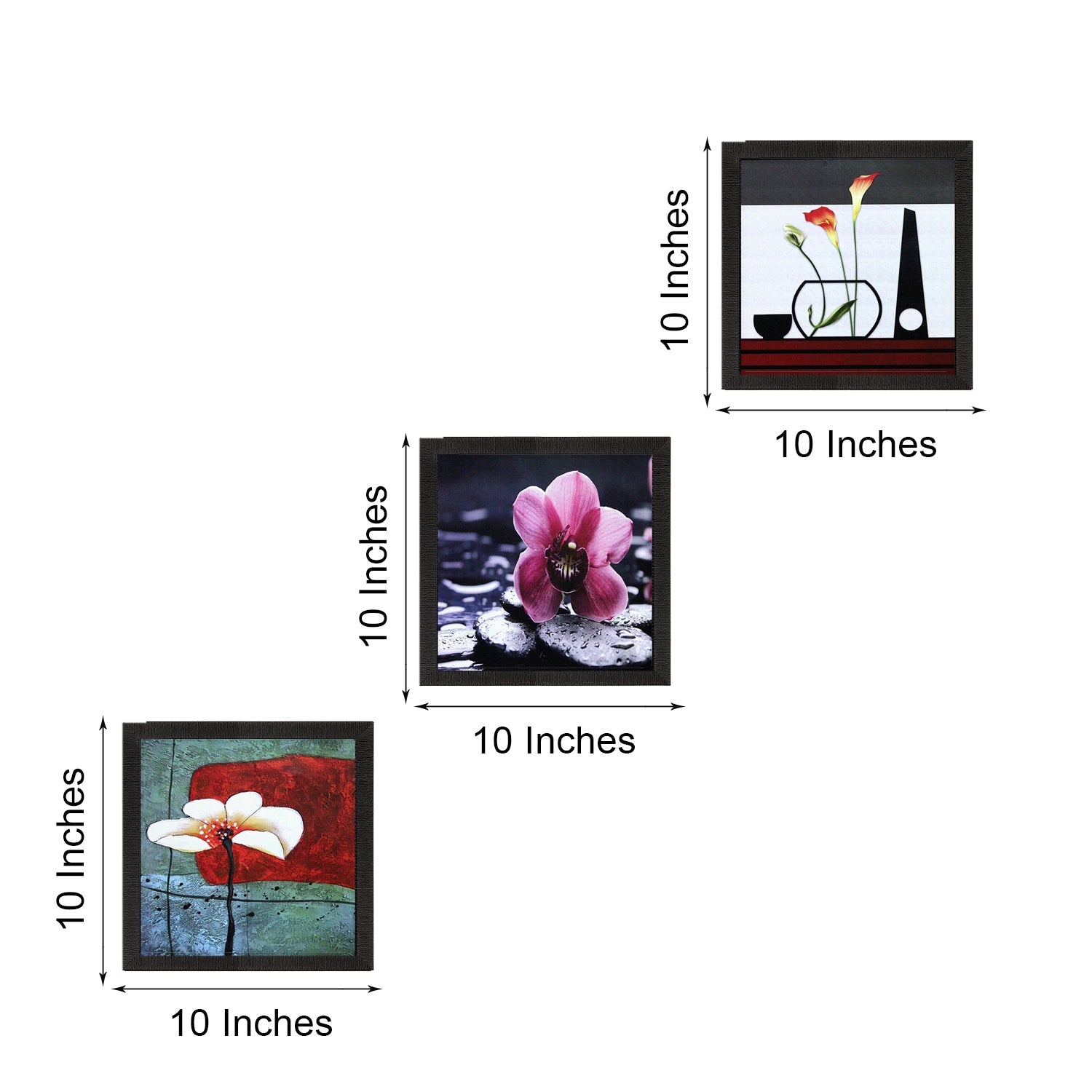 Set Of 3 Decorative Floral Satin Matt Texture UV Art Painting Kafalo