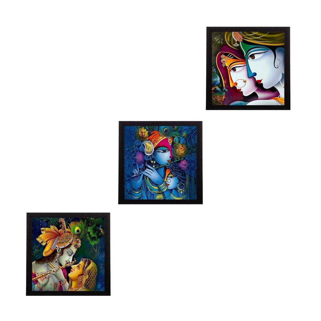 Set Of 3 Radha Krishna Satin Matt Texture UV Art Painting Kafalo