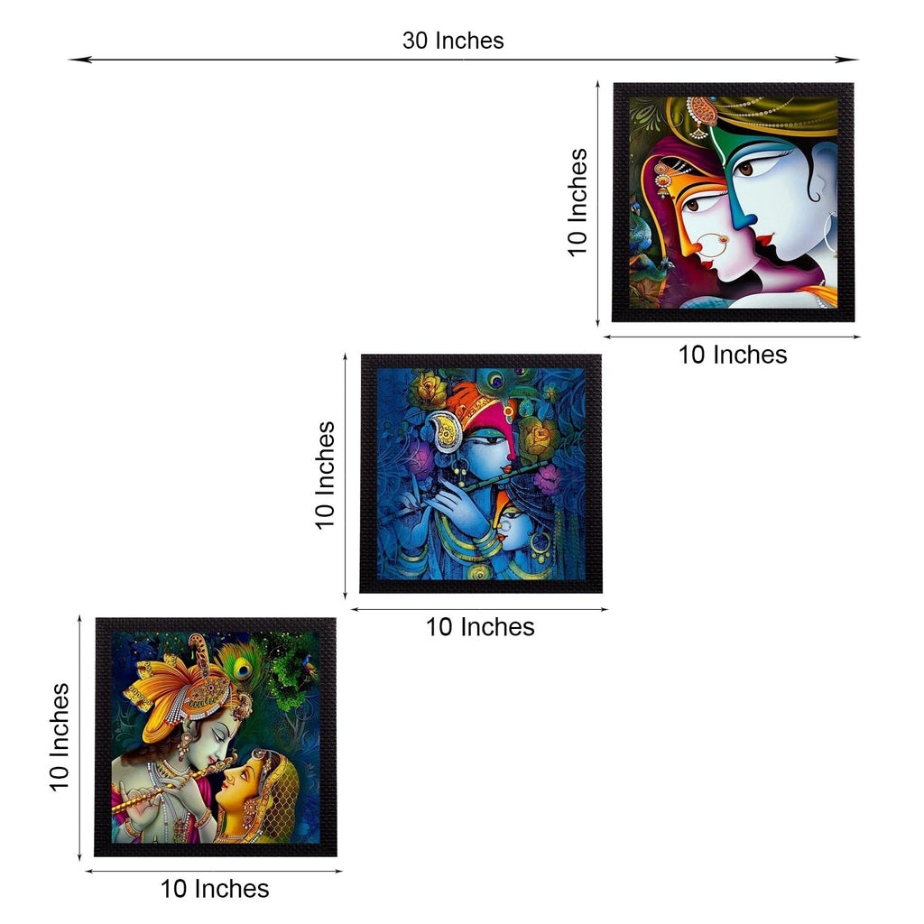 Set Of 3 Radha Krishna Satin Matt Texture UV Art Painting Kafalo