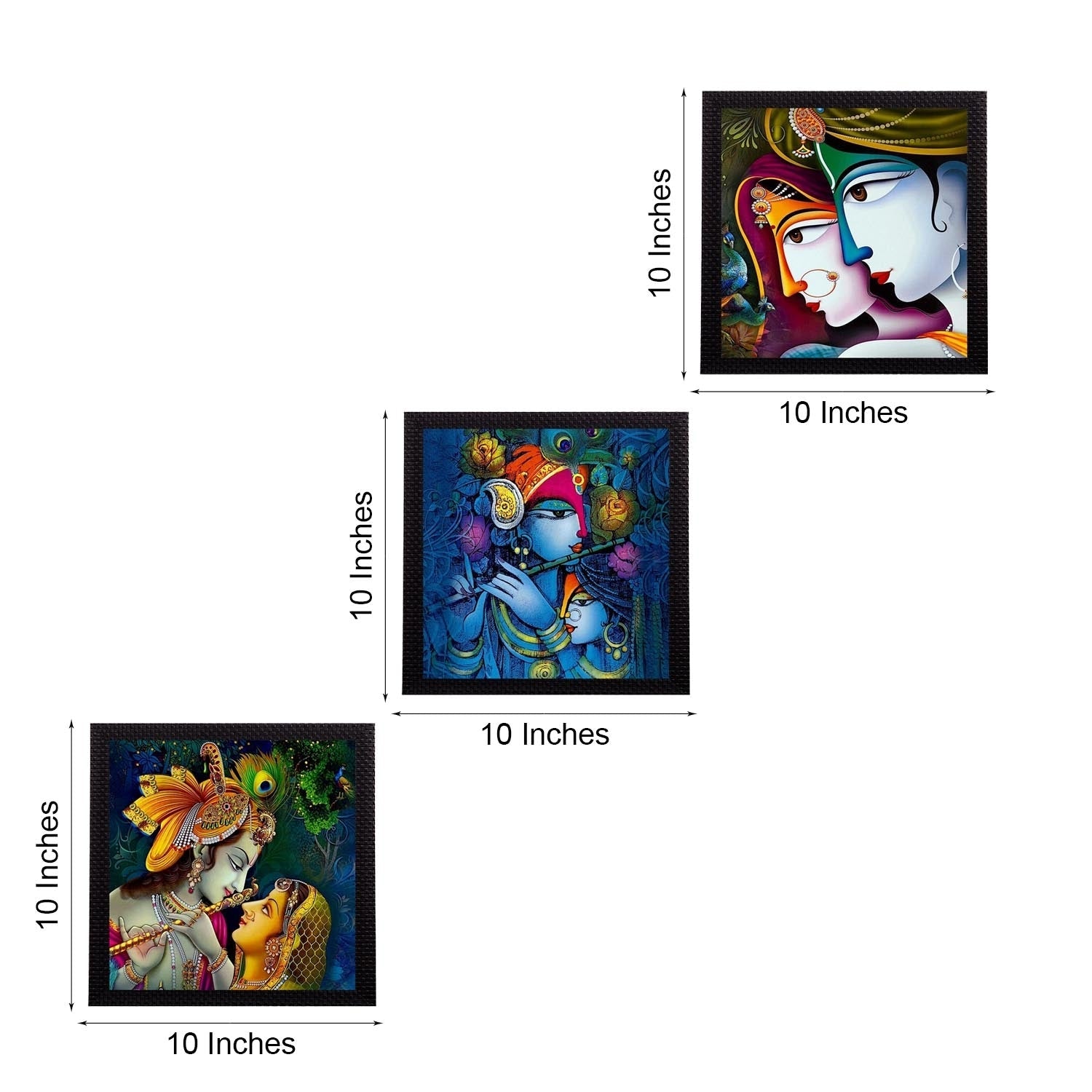 Set Of 3 Radha Krishna Satin Matt Texture UV Art Painting Kafalo
