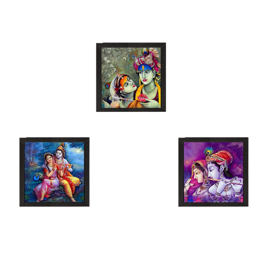 Set Of 3 Radha Krishna Satin Matt Texture UV Art Painting Kafalo