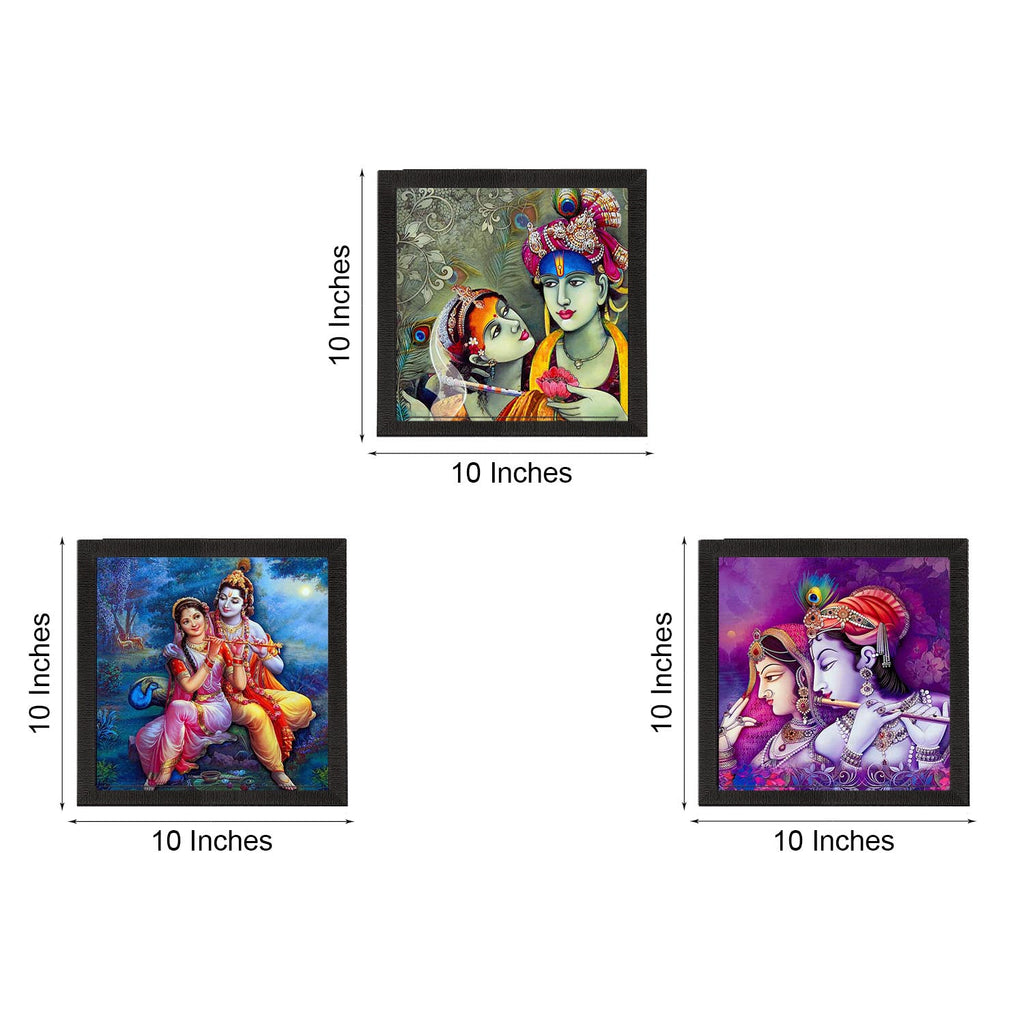 Set Of 3 Radha Krishna Satin Matt Texture UV Art Painting Kafalo