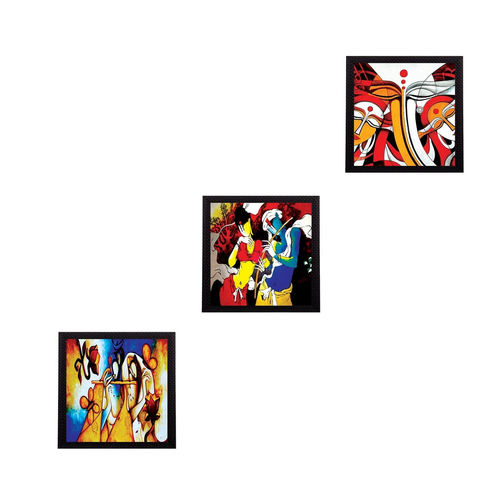 Set Of 3 Radha Krishna Satin Matt Texture UV Art Painting Kafalo