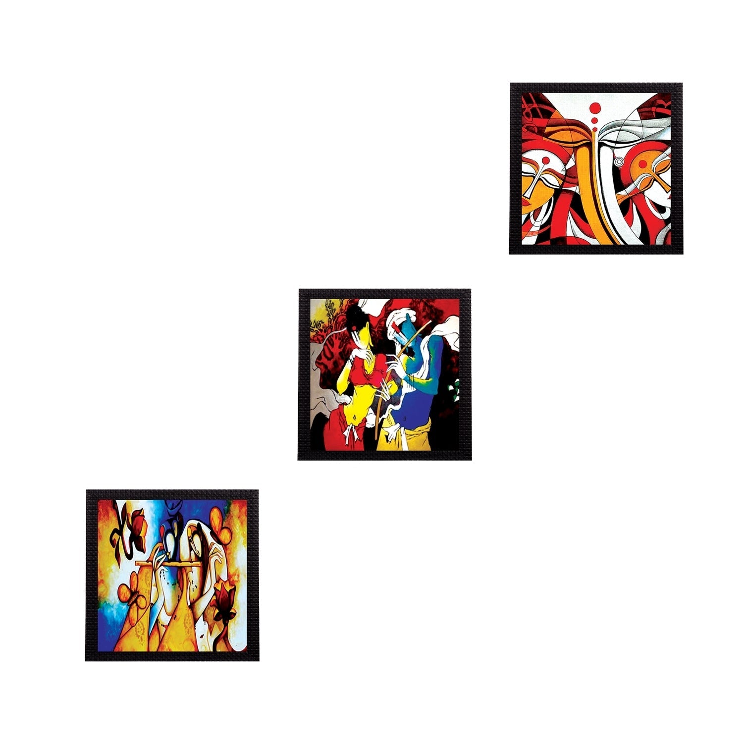 Set Of 3 Radha Krishna Satin Matt Texture UV Art Painting Kafalo