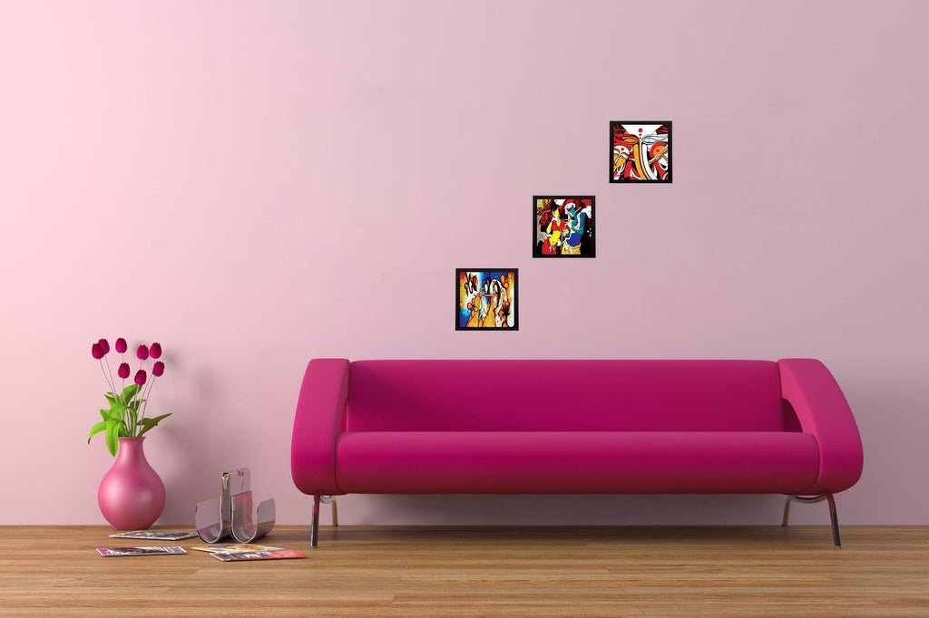 Set Of 3 Radha Krishna Satin Matt Texture UV Art Painting Kafalo