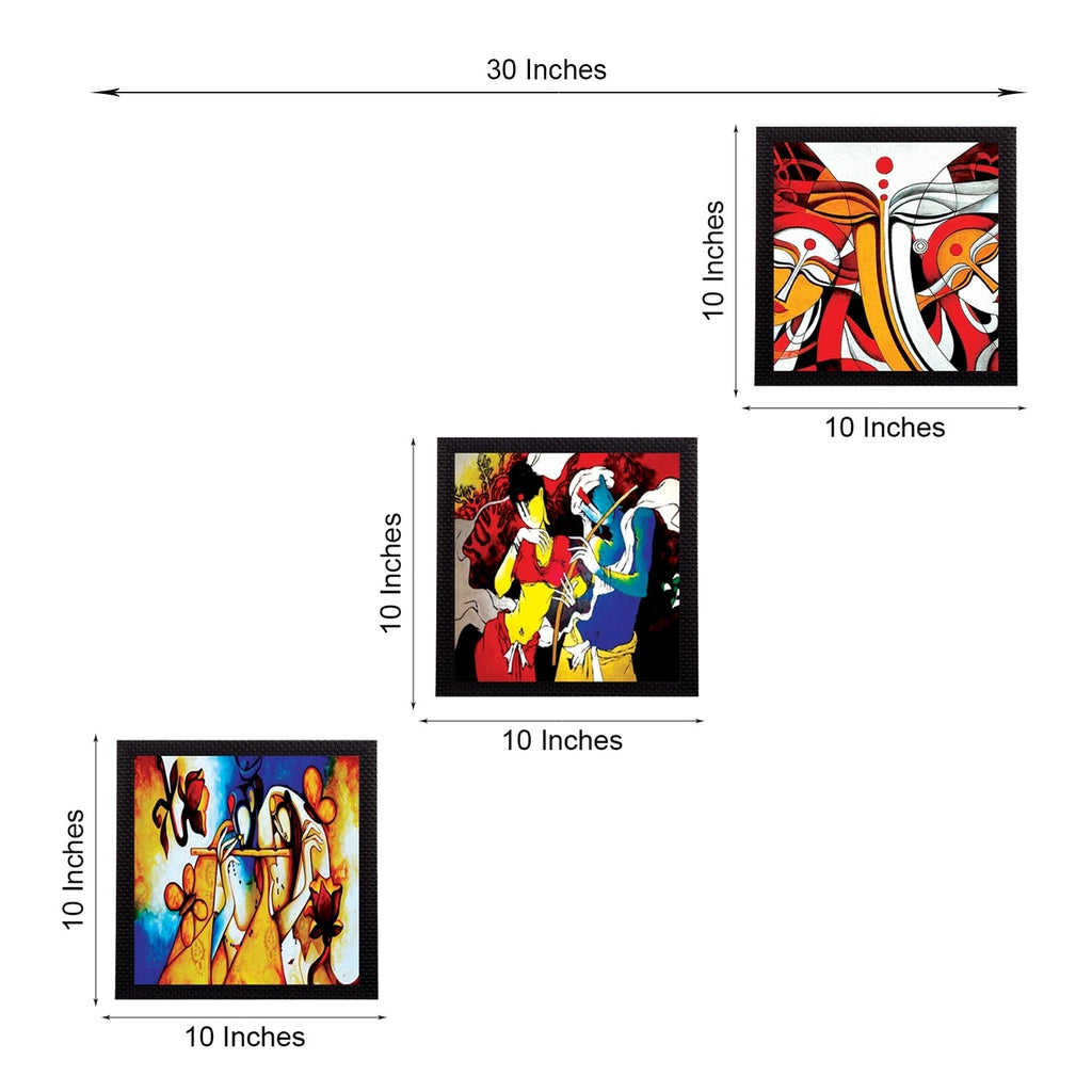 Set Of 3 Radha Krishna Satin Matt Texture UV Art Painting Kafalo
