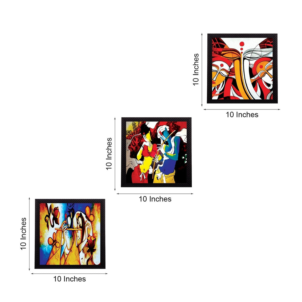 Set Of 3 Radha Krishna Satin Matt Texture UV Art Painting Kafalo