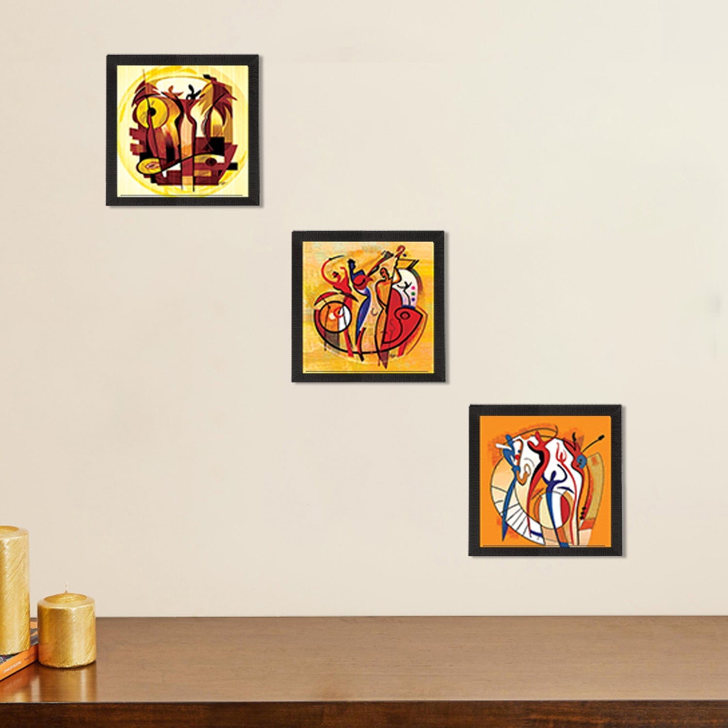 Set Of 3 Abstract Figures Satin Matt Texture UV Art Painting Kafalo