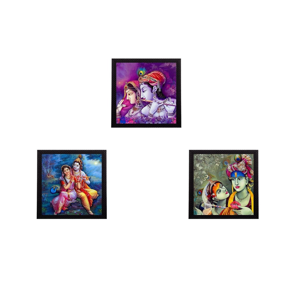 Set Of 3 Radha Krishna Satin Matt Texture UV Art Painting Kafalo