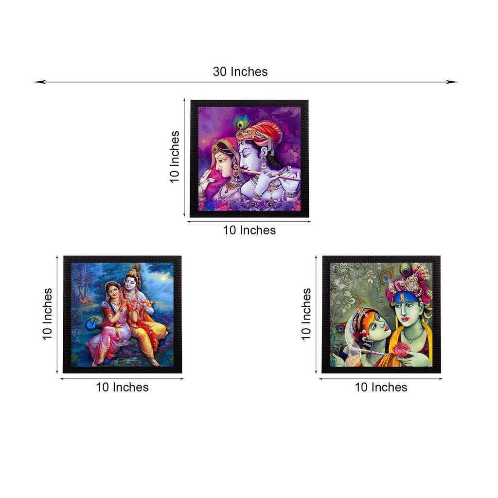 Set Of 3 Radha Krishna Satin Matt Texture UV Art Painting Kafalo