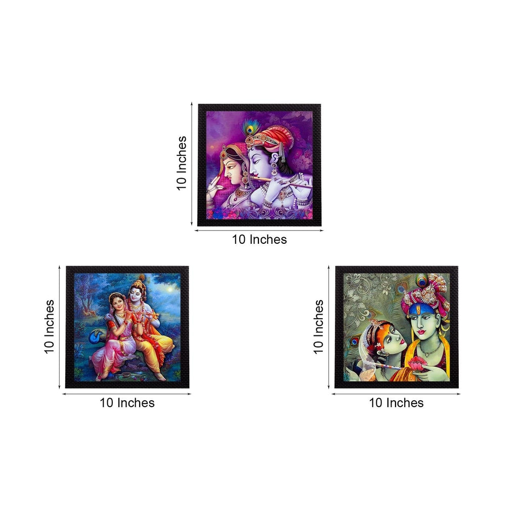 Set Of 3 Radha Krishna Satin Matt Texture UV Art Painting Kafalo