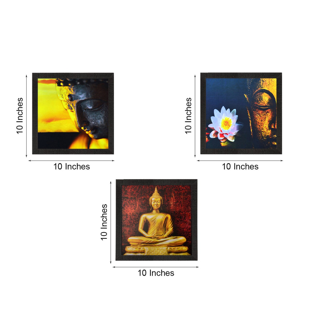 Set Of 3 Meditating Buddha Satin Matt Texture UV Art Painting Kafalo