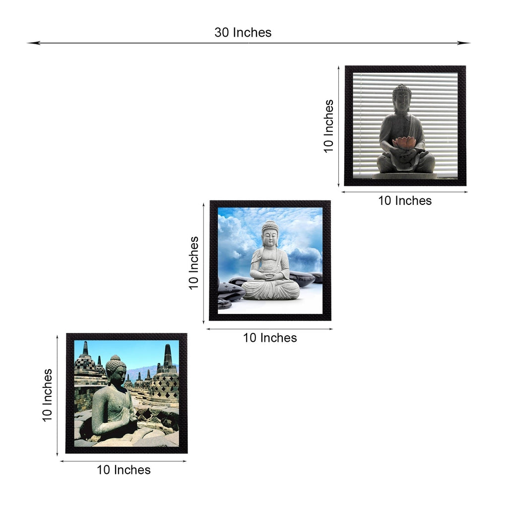 Set Of 3 Meditating Buddha Satin Matt Texture UV Art Painting Kafalo