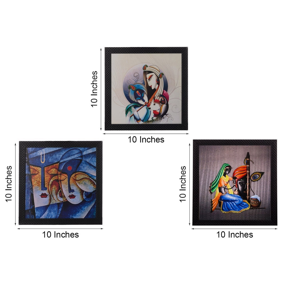 Set Of 3 Radha Krishna Satin Matt Texture UV Art Painting Kafalo