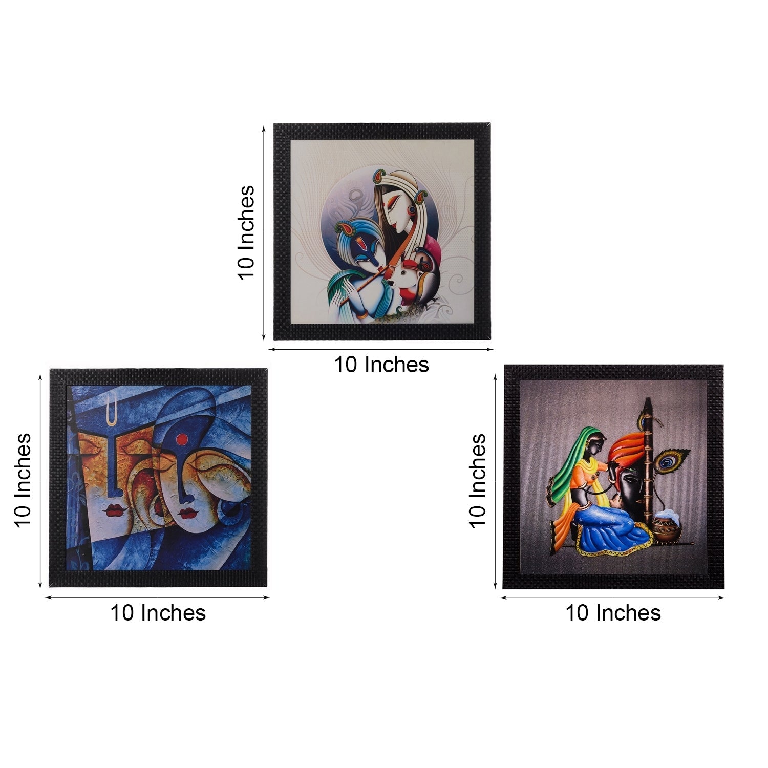 Set Of 3 Radha Krishna Satin Matt Texture UV Art Painting Kafalo