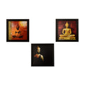 Set Of 3 Meditating Buddha Satin Matt Texture UV Art Painting Kafalo