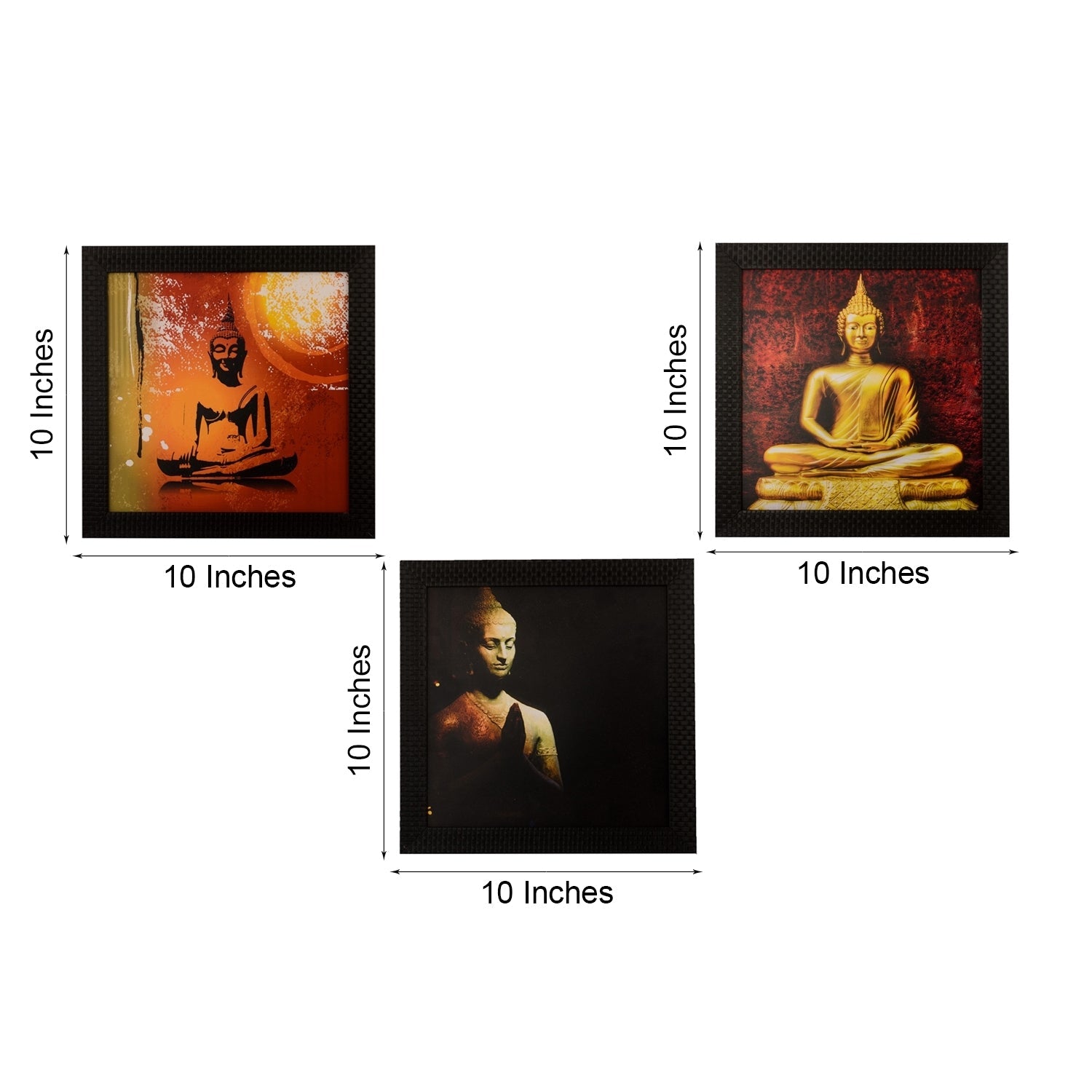 Set Of 3 Meditating Buddha Satin Matt Texture UV Art Painting Kafalo