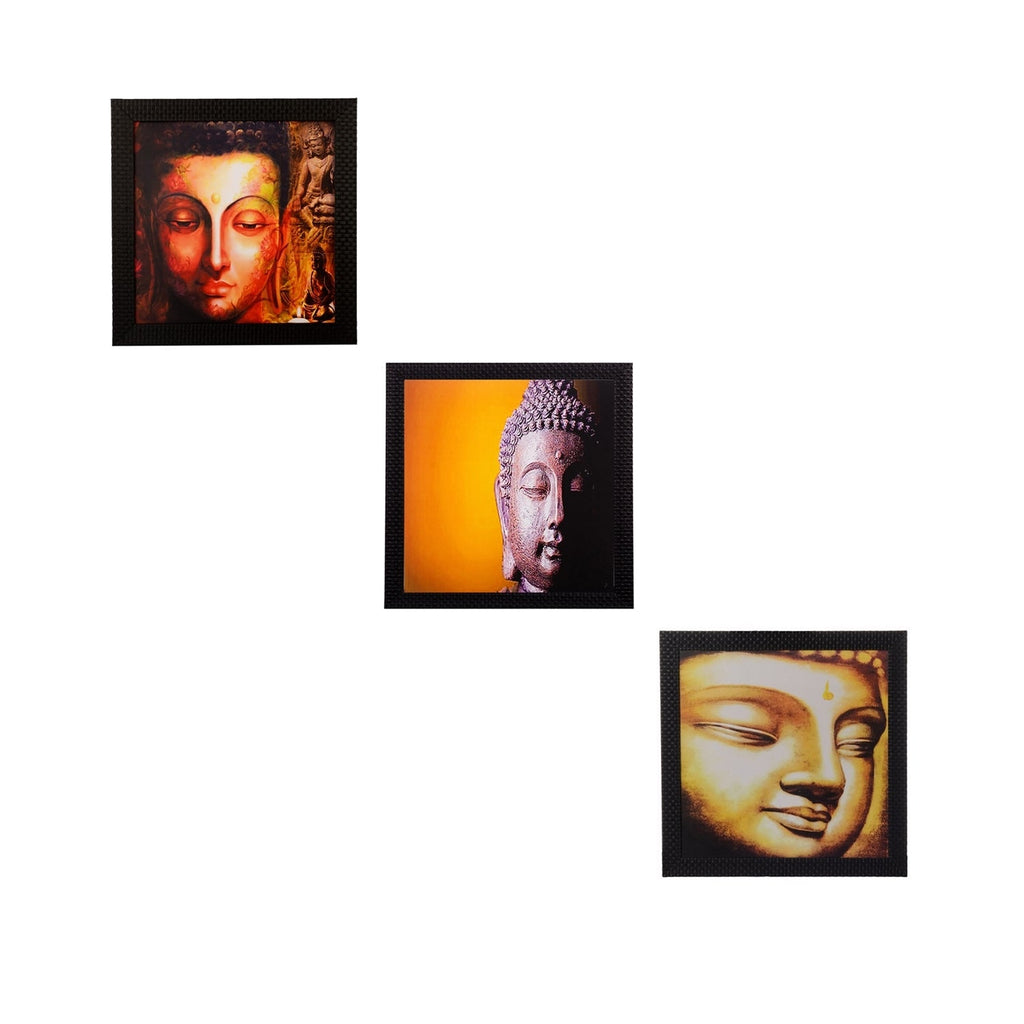 Set Of 3 Meditating Buddha Satin Matt Texture UV Art Painting Kafalo