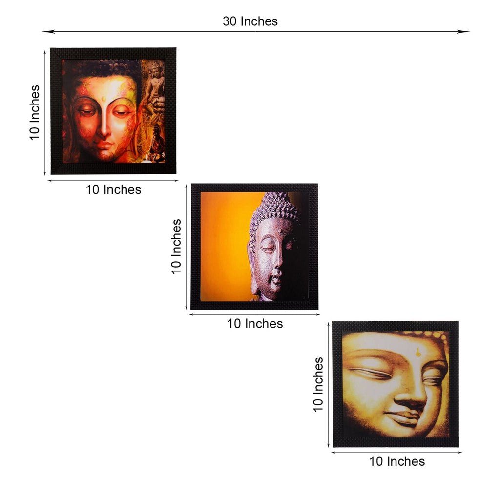 Set Of 3 Meditating Buddha Satin Matt Texture UV Art Painting Kafalo