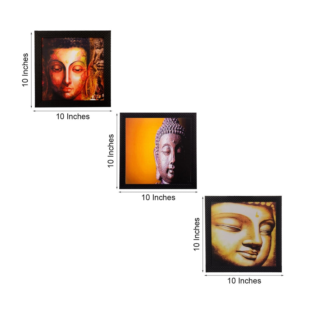 Set Of 3 Meditating Buddha Satin Matt Texture UV Art Painting Kafalo