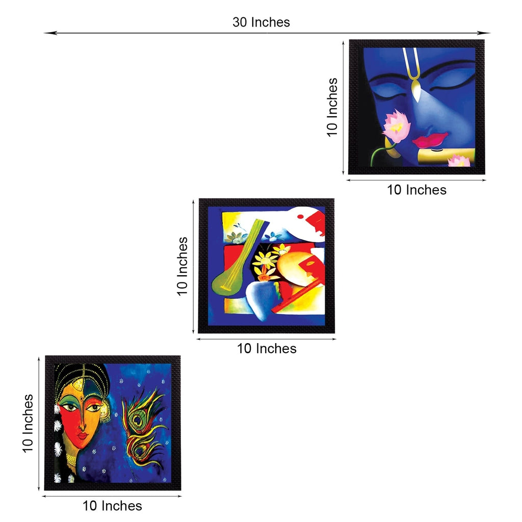 Set Of 3 Radha Krishna Satin Matt Texture UV Art Painting Kafalo