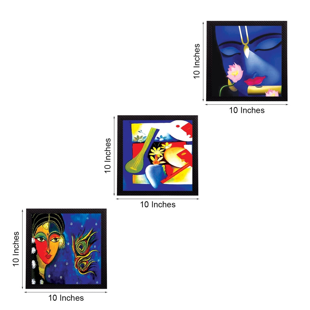 Set Of 3 Radha Krishna Satin Matt Texture UV Art Painting Kafalo