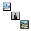 Set Of 3 Meditating Buddha Satin Matt Texture UV Art Painting Kafalo
