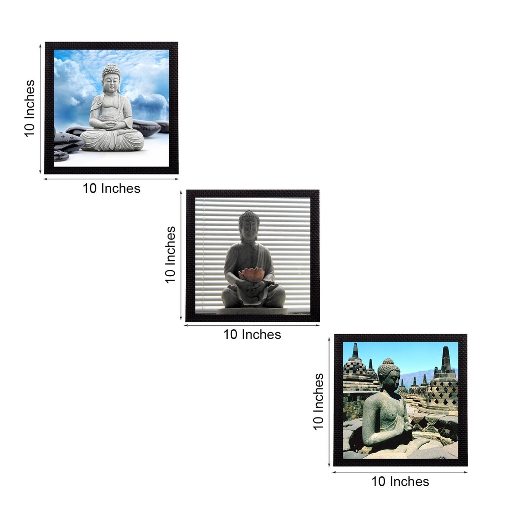 Set Of 3 Meditating Buddha Satin Matt Texture UV Art Painting Kafalo