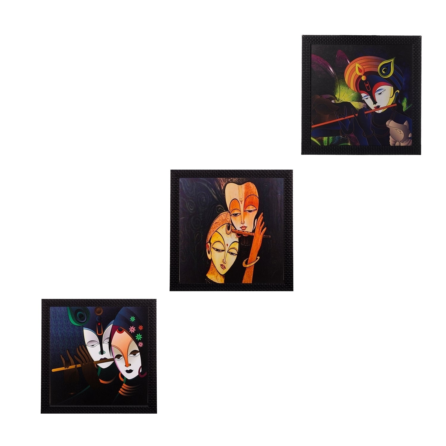 Set Of 3 Radha Krishna Satin Matt Texture UV Art Painting Kafalo