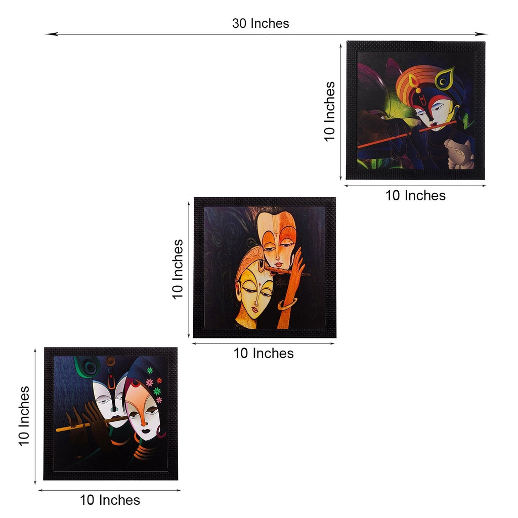Set Of 3 Radha Krishna Satin Matt Texture UV Art Painting Kafalo