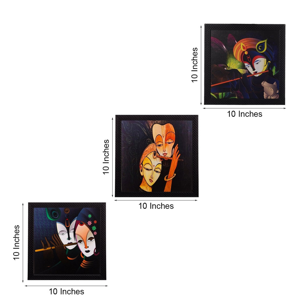 Set Of 3 Radha Krishna Satin Matt Texture UV Art Painting Kafalo