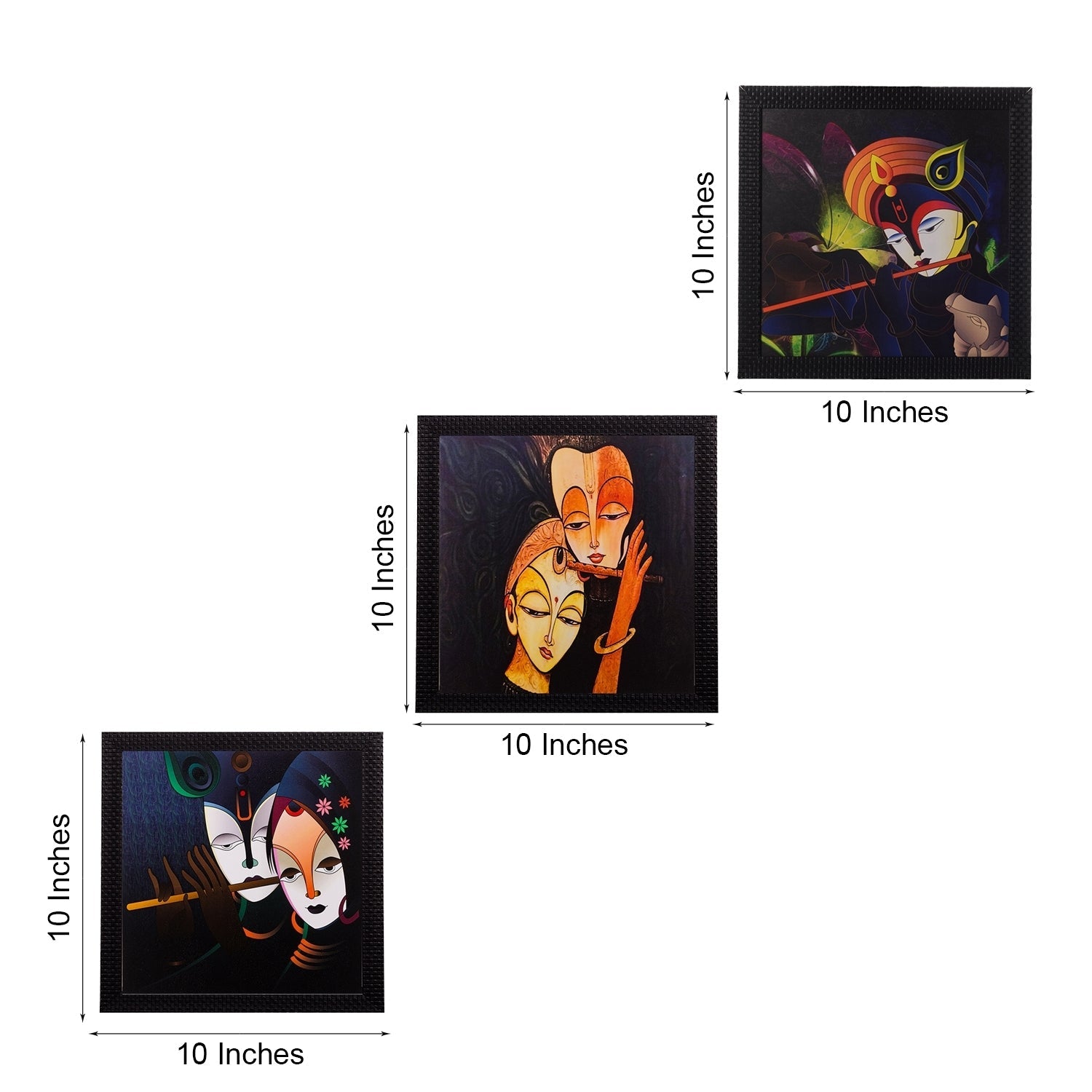 Set Of 3 Radha Krishna Satin Matt Texture UV Art Painting Kafalo