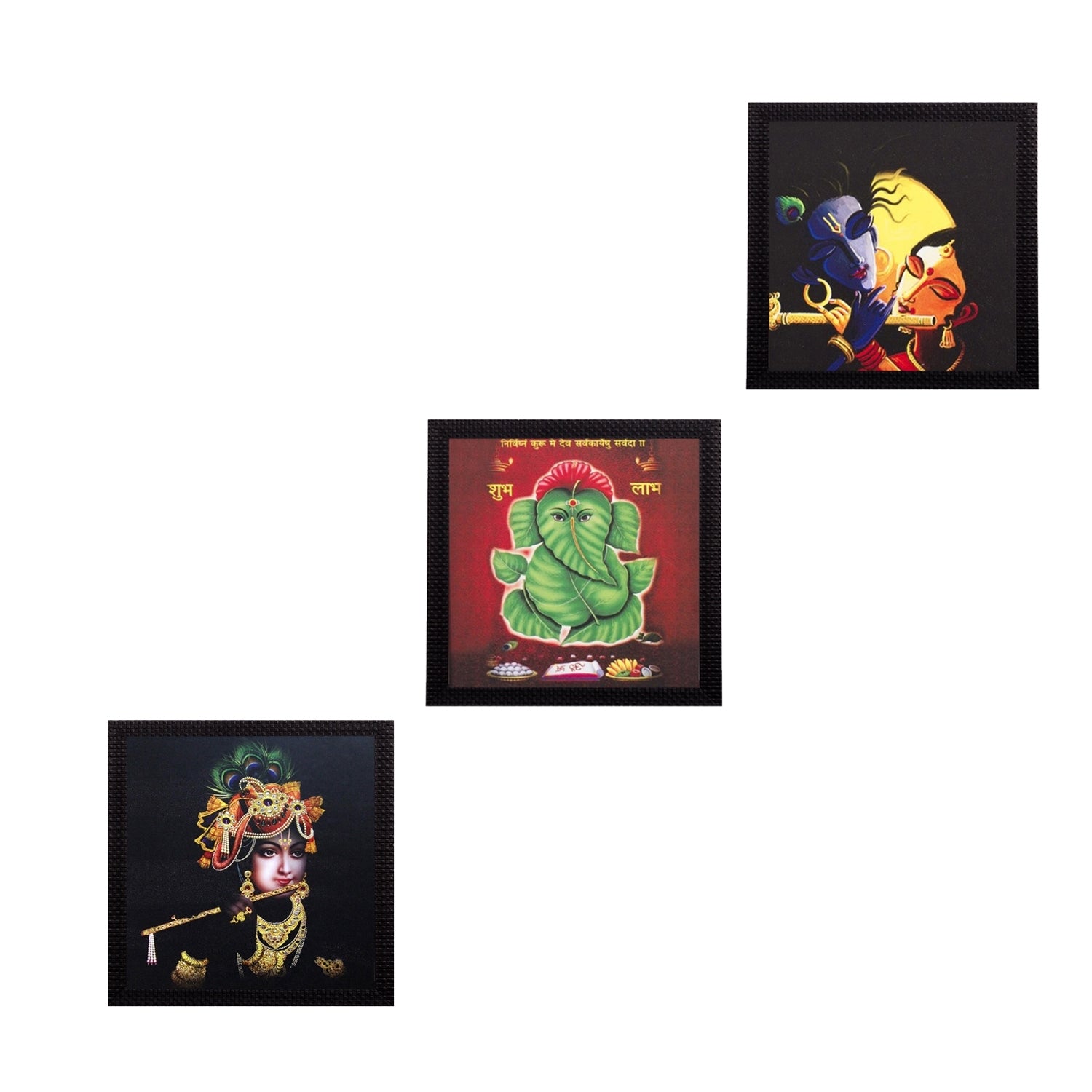 Set Of 3 Radha Krishna Satin Matt Texture UV Art Painting Kafalo