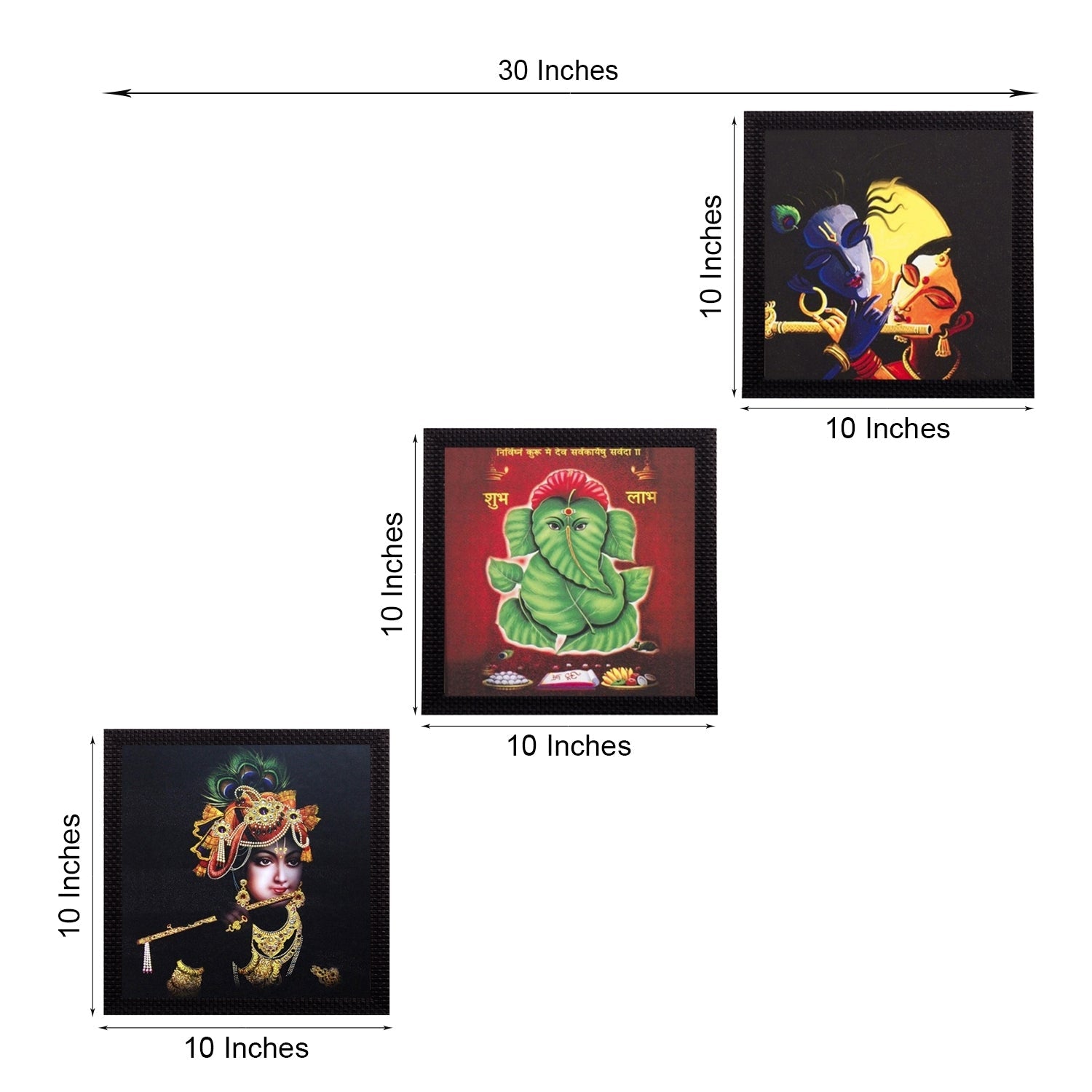 Set Of 3 Radha Krishna Satin Matt Texture UV Art Painting Kafalo