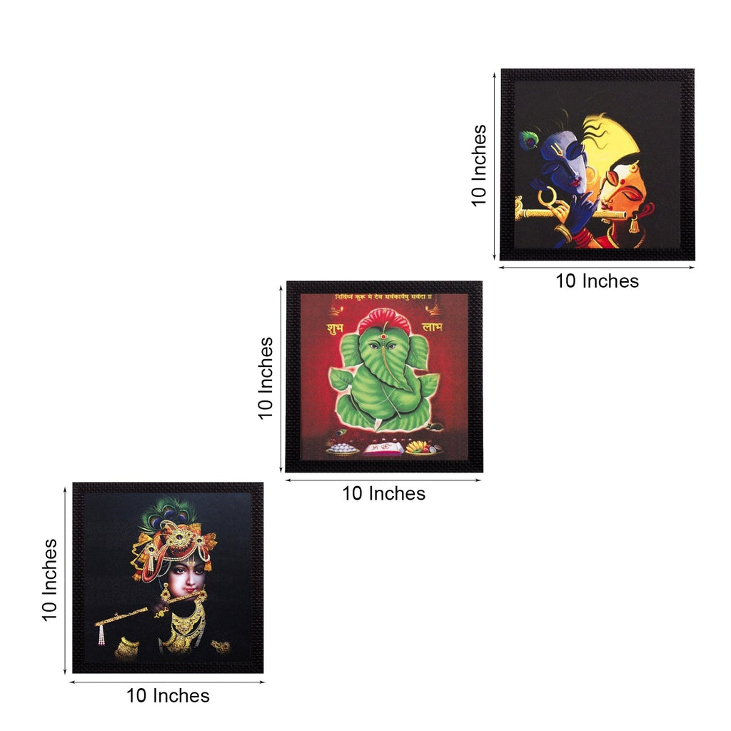 Set Of 3 Radha Krishna Satin Matt Texture UV Art Painting Kafalo
