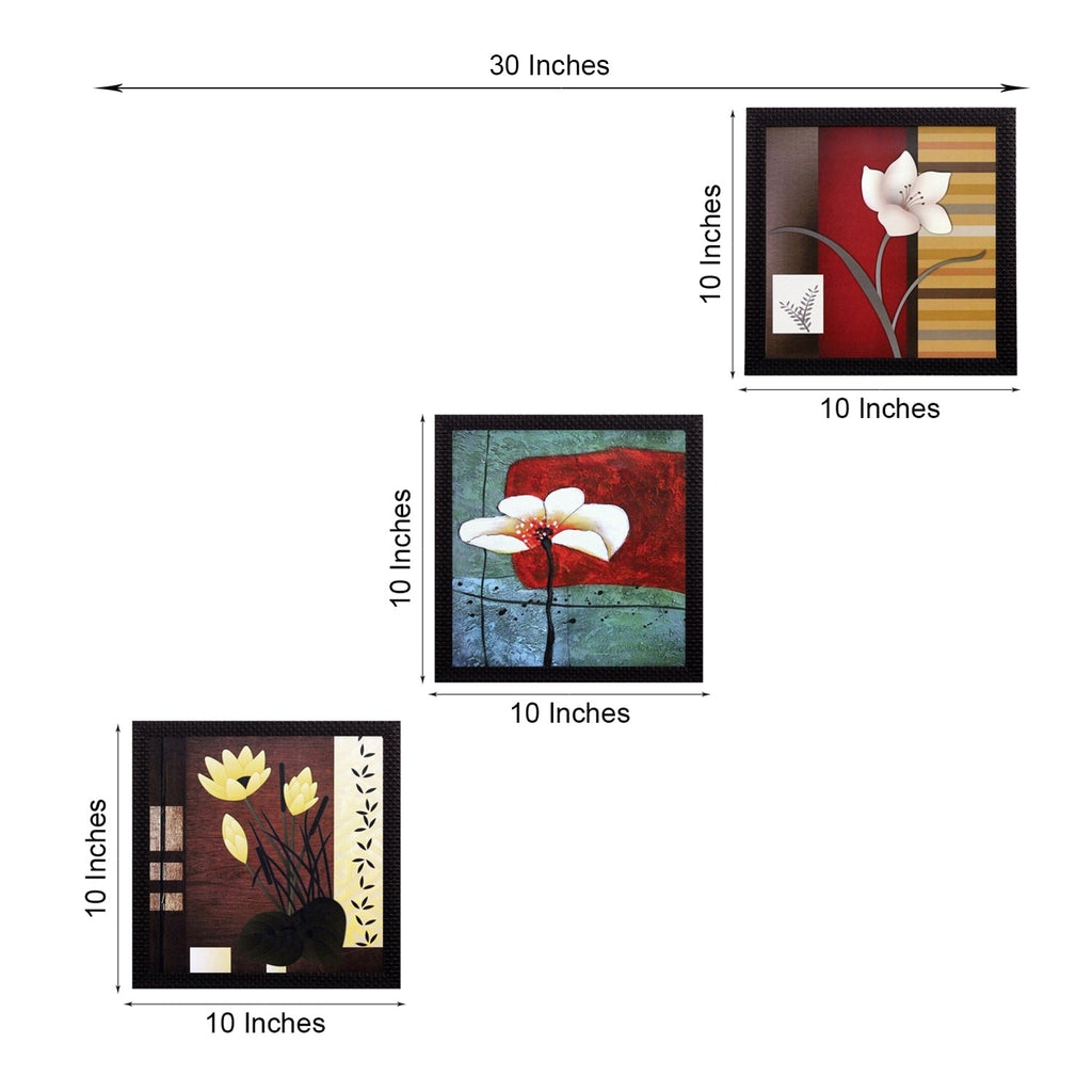 Set Of 3 Decorative Botanical Floral Pot Satin Matt Texture UV Art Painting Kafalo