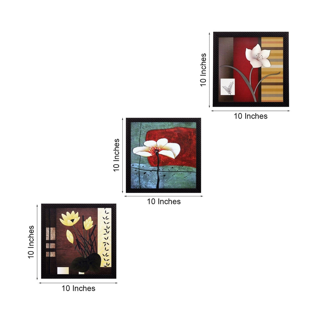 Set Of 3 Decorative Botanical Floral Pot Satin Matt Texture UV Art Painting Kafalo