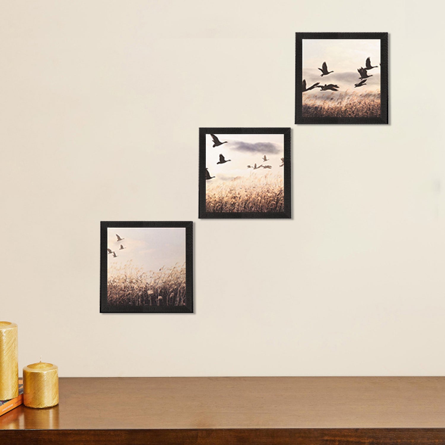 Set Of 3 Flying Birds Scenery Satin Matt Texture UV Art Painting Kafalo