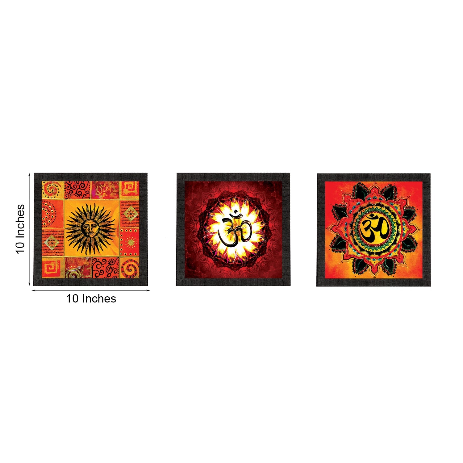 Set Of 3 Om and Sun Satin Matt Texture UV Art Painting Kafalo