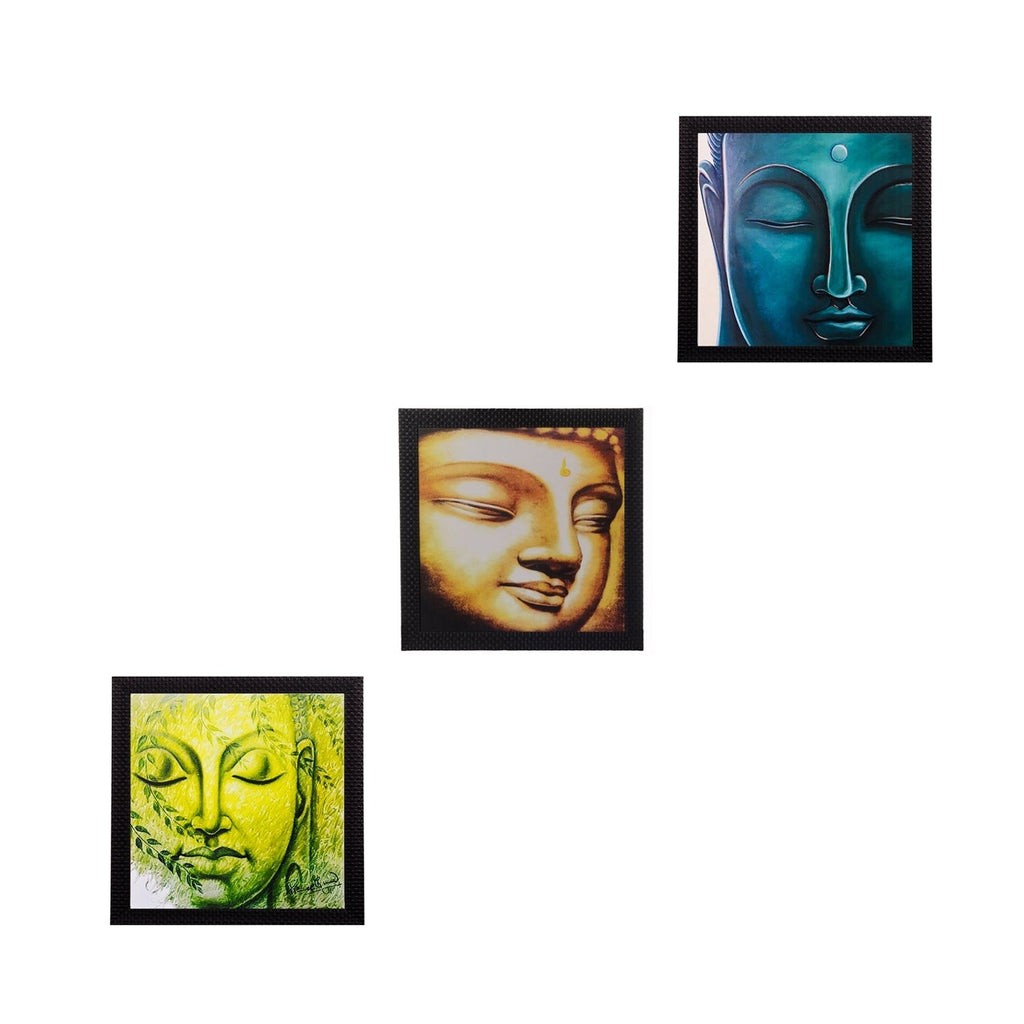 Set Of 3 Meditating Buddha Satin Matt Texture UV Art Painting Kafalo