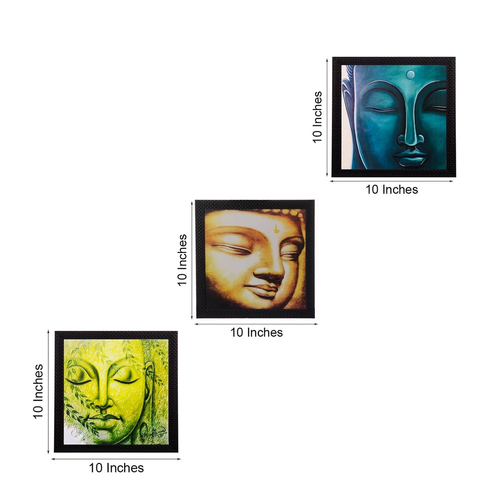 Set Of 3 Meditating Buddha Satin Matt Texture UV Art Painting Kafalo