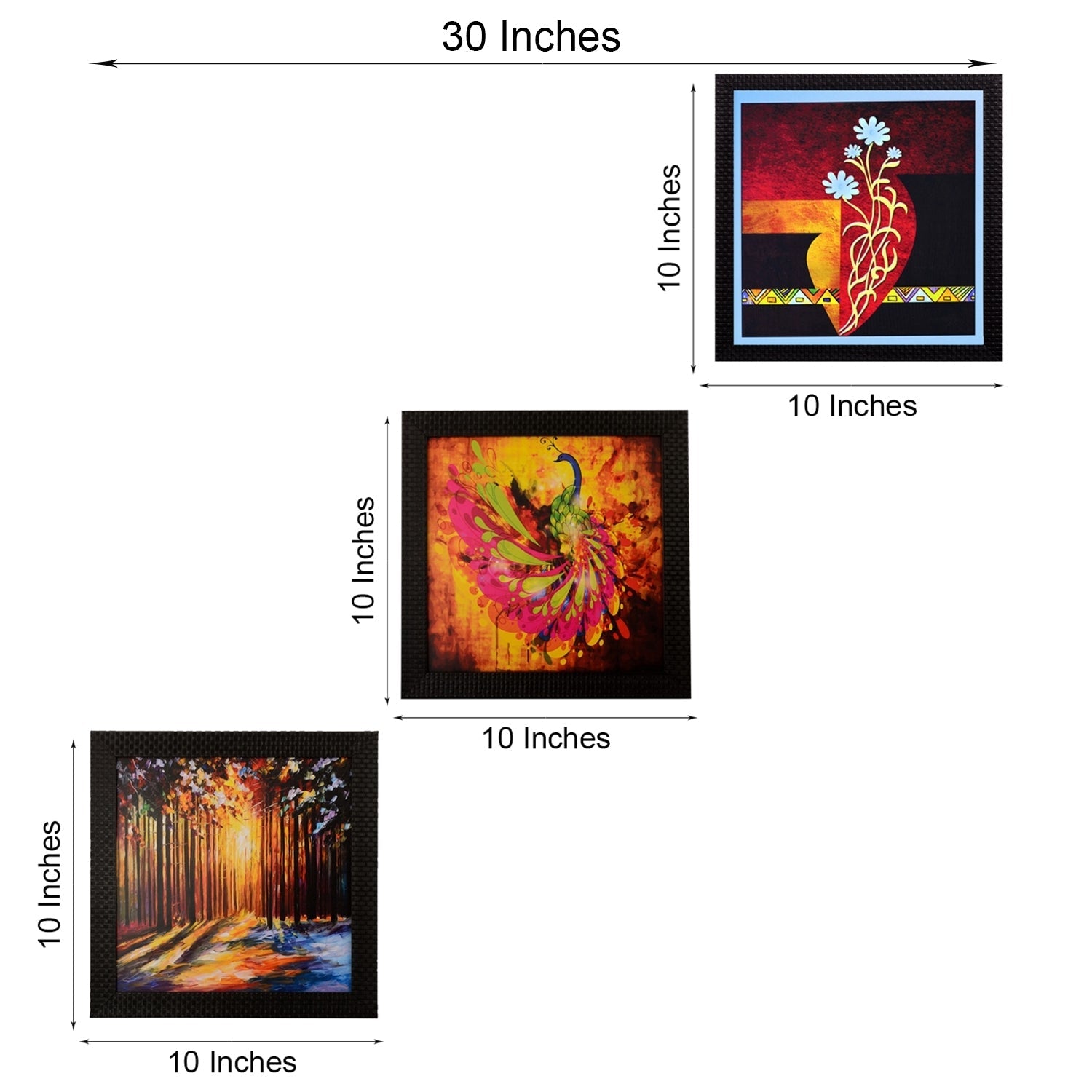 Set Of 3 Abstract Designs Satin Matt Texture UV Art Painting Kafalo