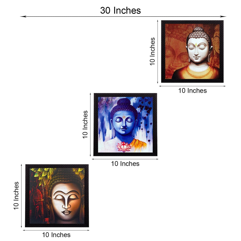 Set Of 3 Meditating Buddha Satin Matt Texture UV Art Painting Kafalo