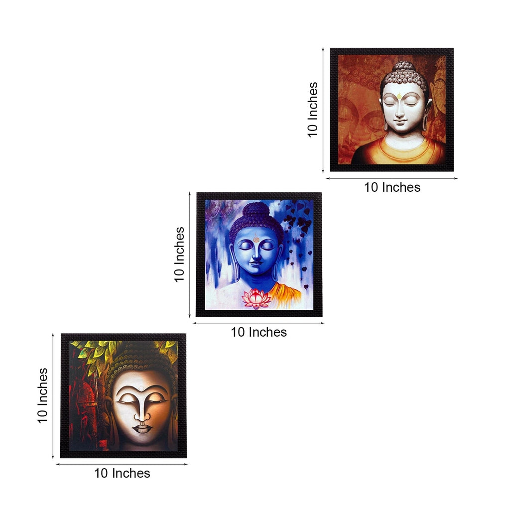 Set Of 3 Meditating Buddha Satin Matt Texture UV Art Painting Kafalo