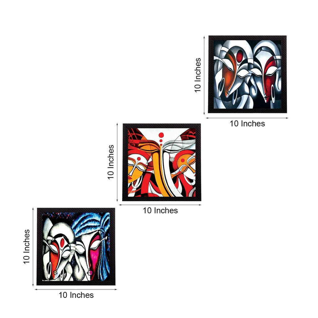 Set Of 3 Abstract Radha Krishna Satin Matt Texture UV Art Painting Kafalo