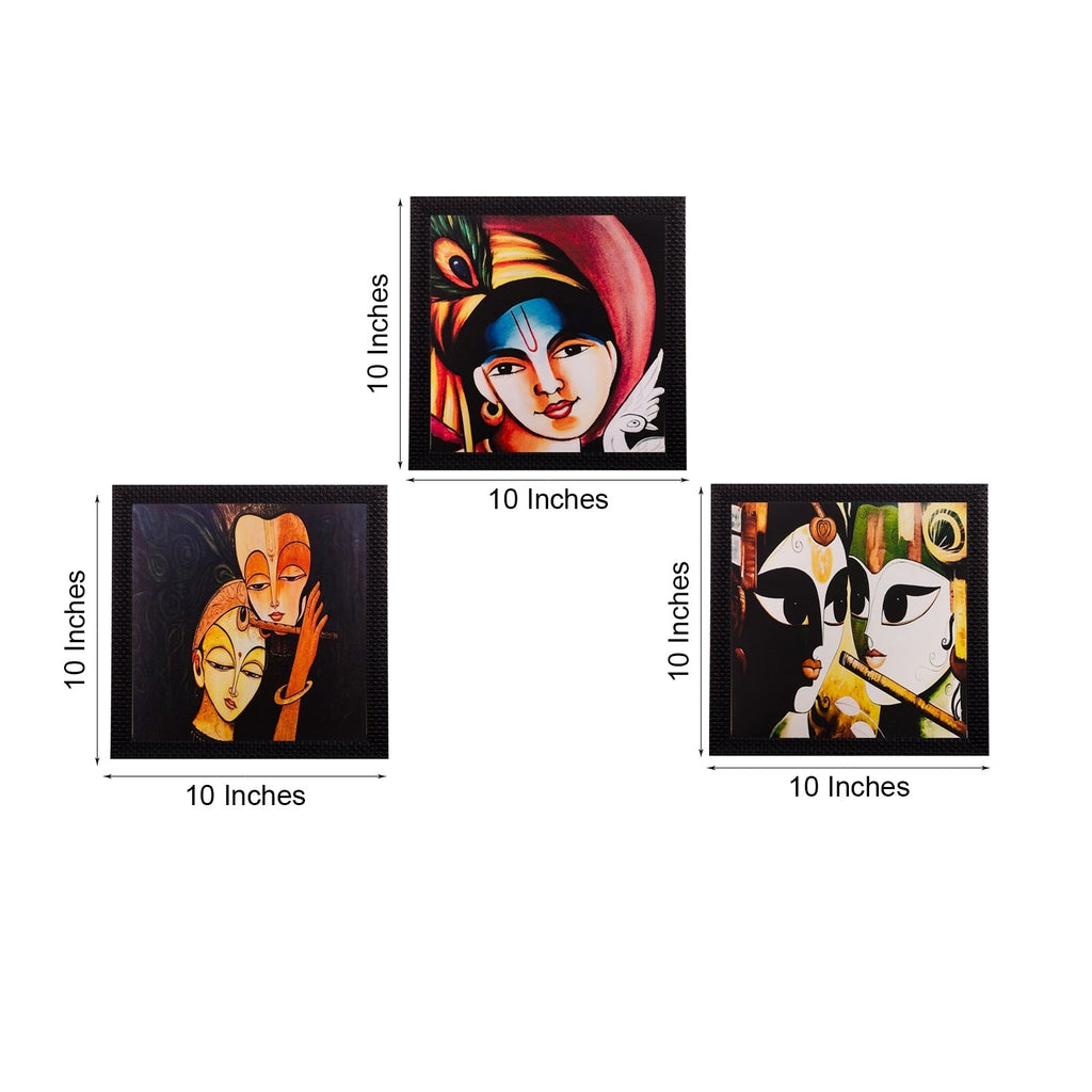 Set Of 3 Radha Krishna Satin Matt Texture UV Art Painting Kafalo