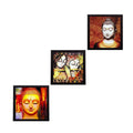 Set Of 3 Radha Krishna and Buddha Satin Matt Texture UV Art Painting Kafalo