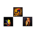 Set Of 3 Radha Krishna and Ganesha Satin Matt Texture UV Art Painting Kafalo