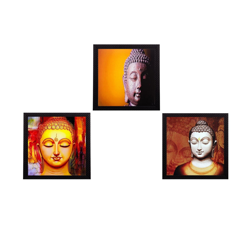Set Of 3 Lord Buddha Satin Matt Texture UV Art Painting Kafalo