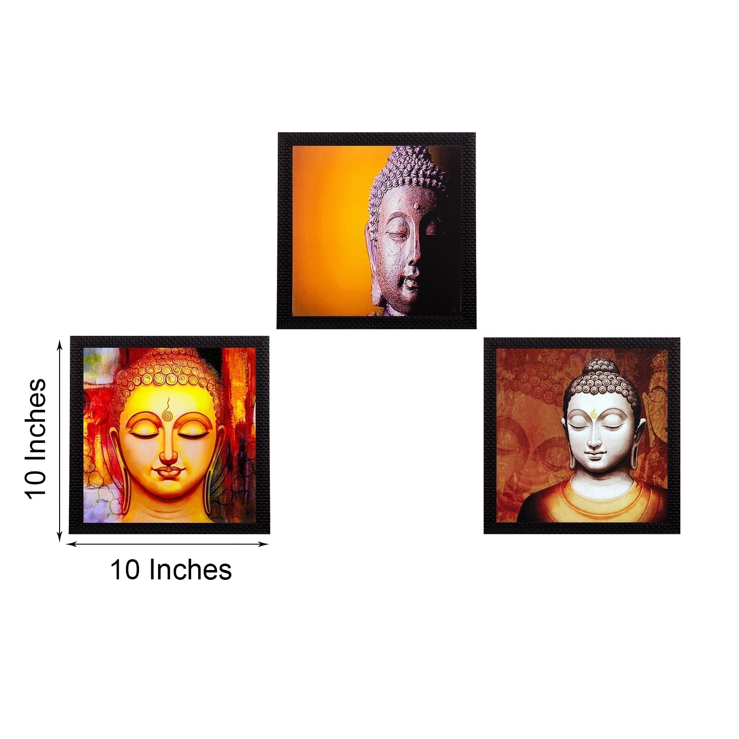 Set Of 3 Lord Buddha Satin Matt Texture UV Art Painting Kafalo